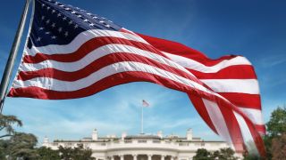 American Flag Flying Over White House