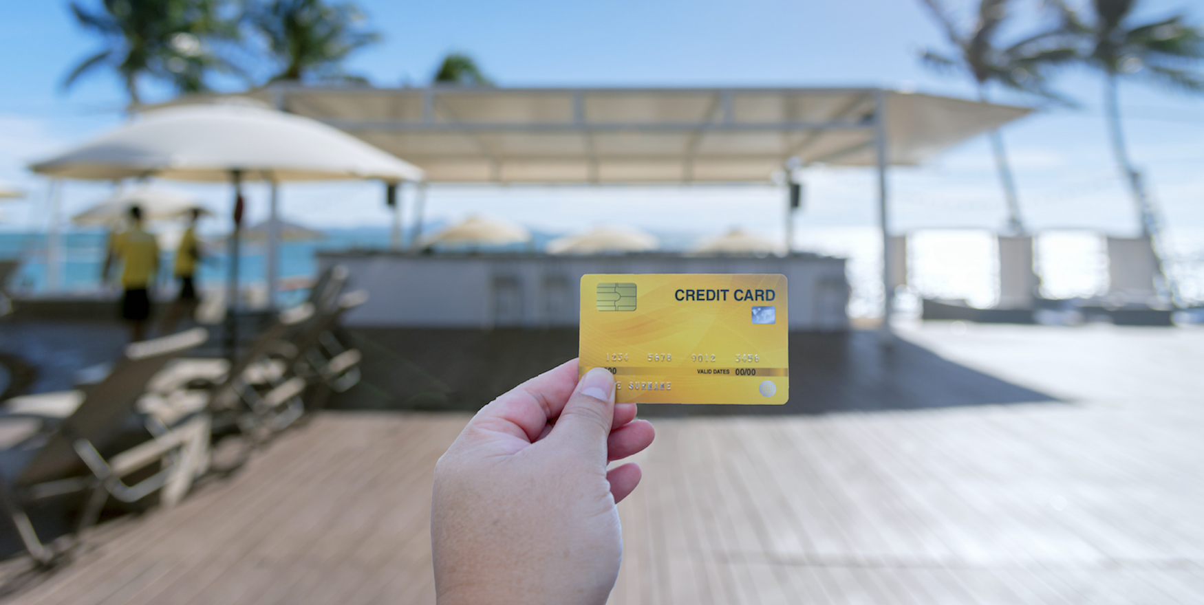 Credit card with beach background